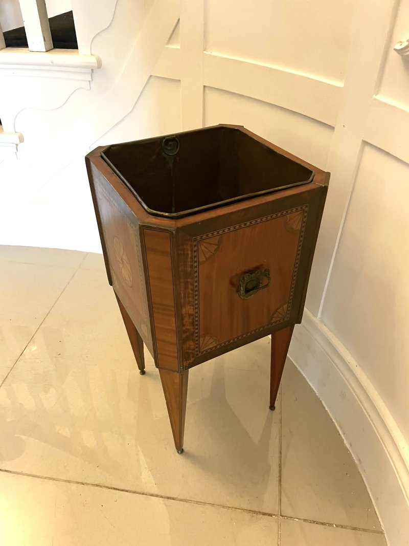 Antique George III Quality Satinwood Inlaid Freestanding Champagne/Wine Cooler - Image 3
